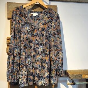 In Every Story Floral Blue Blouse